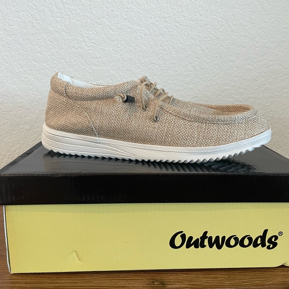 Outwoods Khaki Canvas Slip-ons, size 10